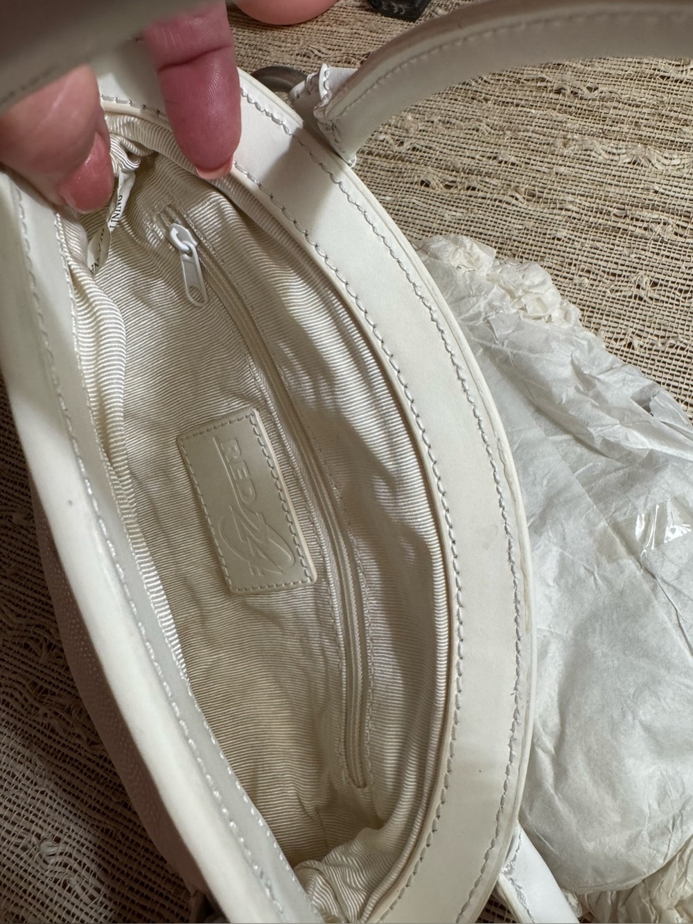 White Leather Football-Style Handbag Shoulder Bag - Customize for Your Team - Picture 5 of 9